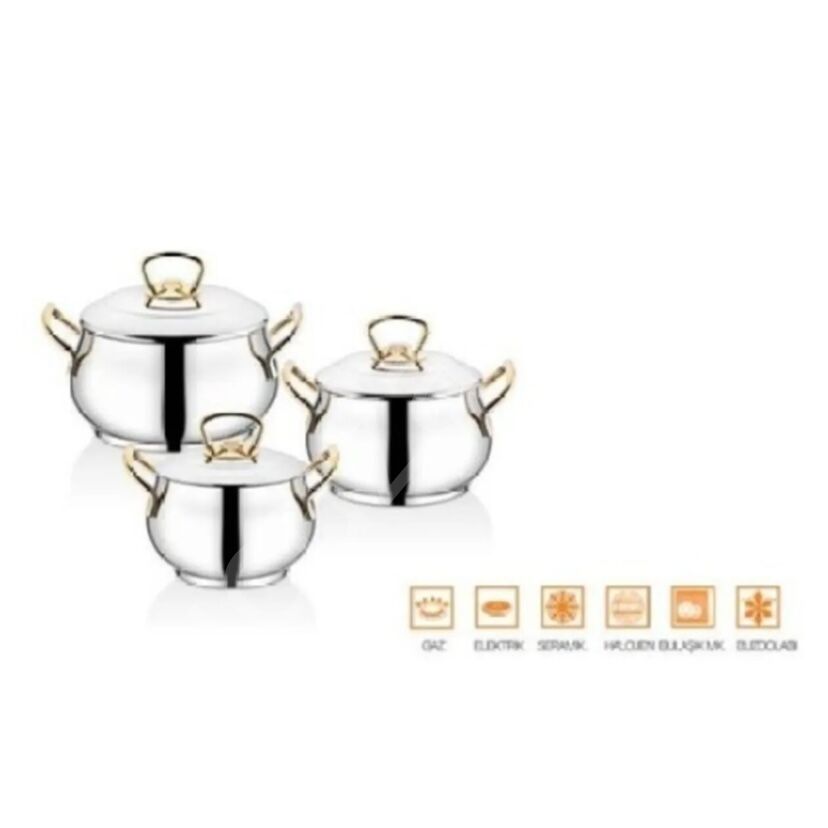 İnter Çelik Gülistan Mini 3lü Güveç Set